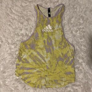 Adidas Women's Vibrant Yellow and Lavender Tank Top